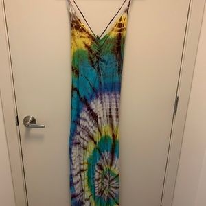 Tie Dye Long Dress with Tie in the Back